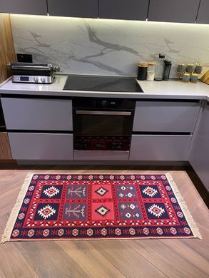 Безворсовий бавовняний килим Aura AR 002 Red, Червоний, 80x150