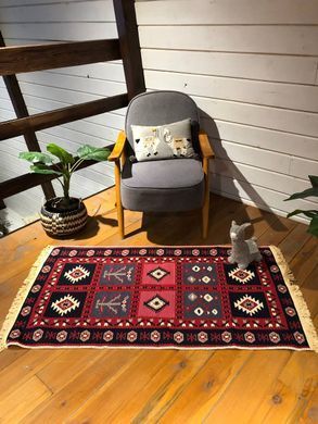 Безворсовий бавовняний килим Aura AR 002 Red, Червоний, 80x150