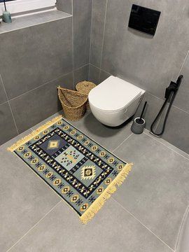 Безворсовий бавовняний килим Aura AR 002 Blue 60x90